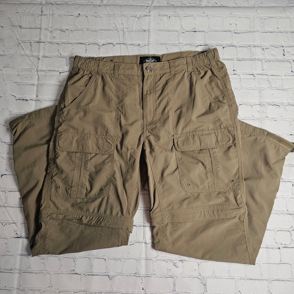 Hammer & Nail Convertible Cargo Pants Khaki Nylon Hiking Zip Off Shorts L‎ 32